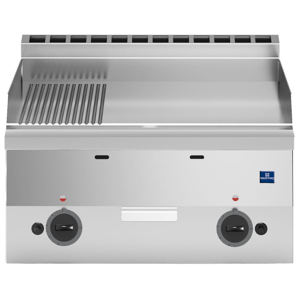 Virtus Gas-Grillplatte, Tischmodell, 1/3 gerillt und 2/3 glatt