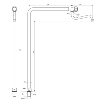 Stalgast Kaltwasser-Standventil, H. 650 mm