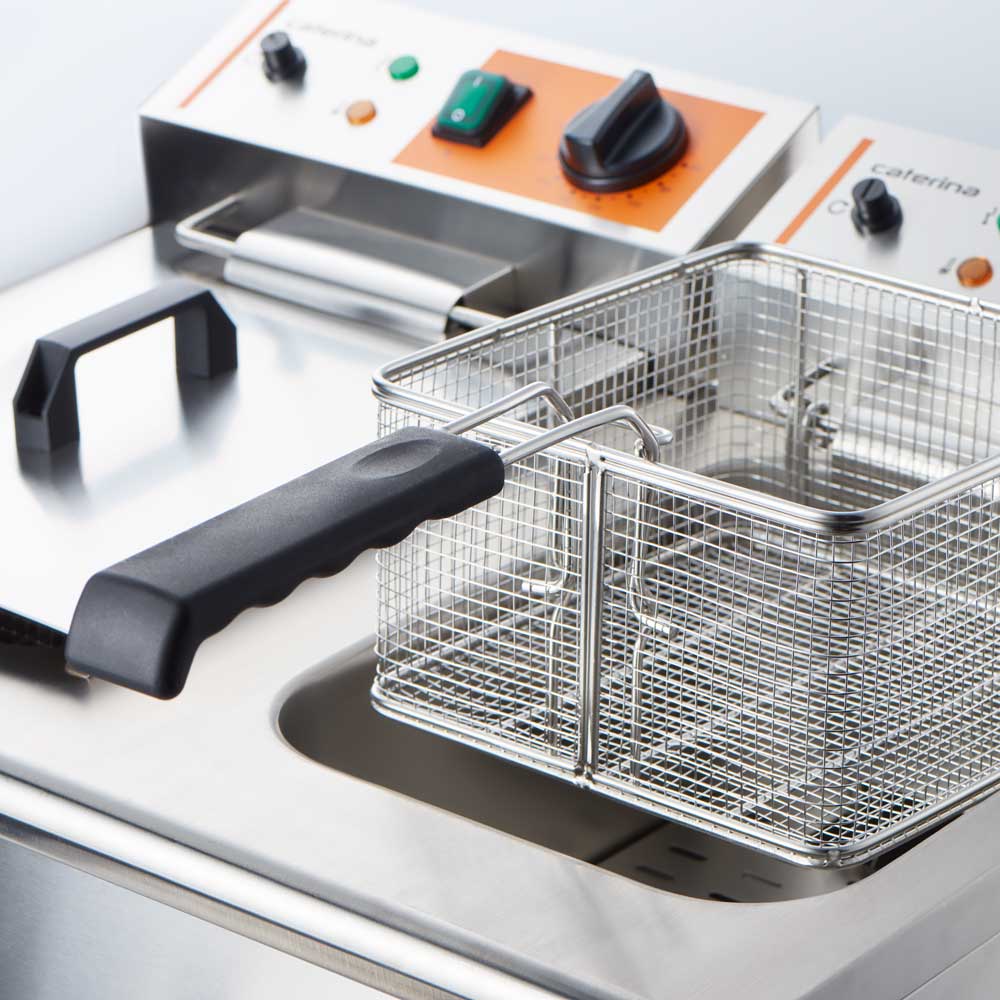Stalgast Doppel-Fritteuse CATERINA, 2x 10 Liter, mit Ablasshahn 610x510x390 mm (BxTxH), 2x 3 kW 230V