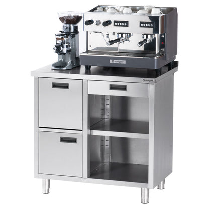 Stalgast Arbeitstisch für Kaffeemaschine, mit Aufkantung, 1000 x 700 x 1000 mm (BxTxH)