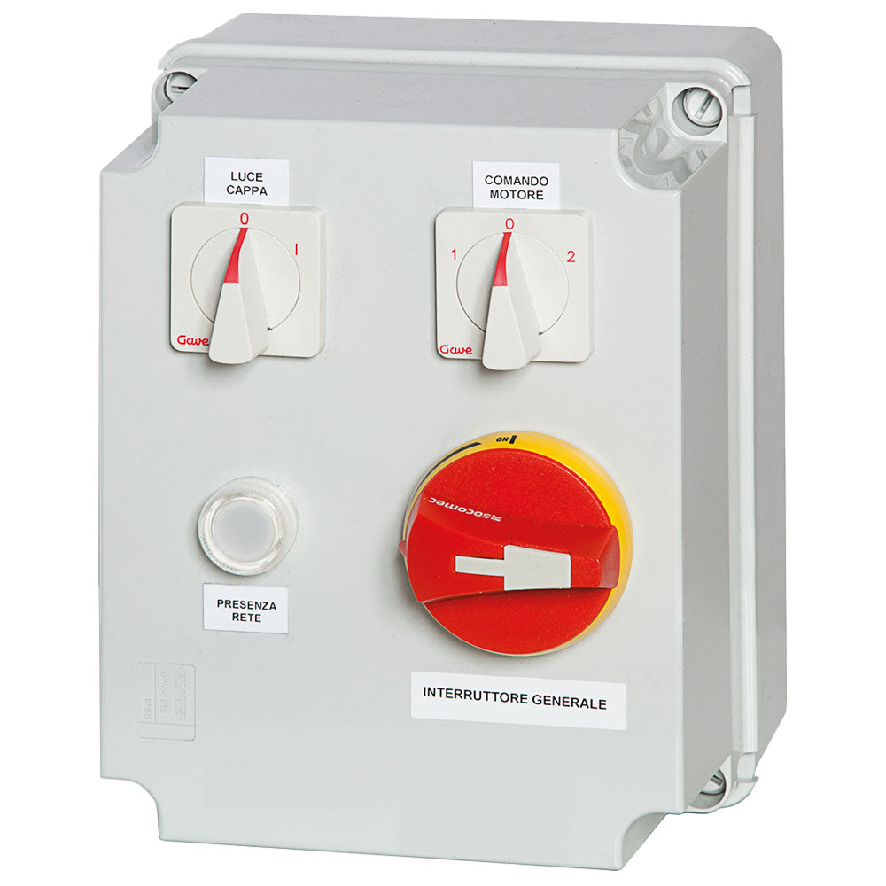 Virtus Drehzahlregler mit Gasmagnetventil, 2 Geschwindigkeiten, 400 V, max 0,75 kW, mit Lichtschalter