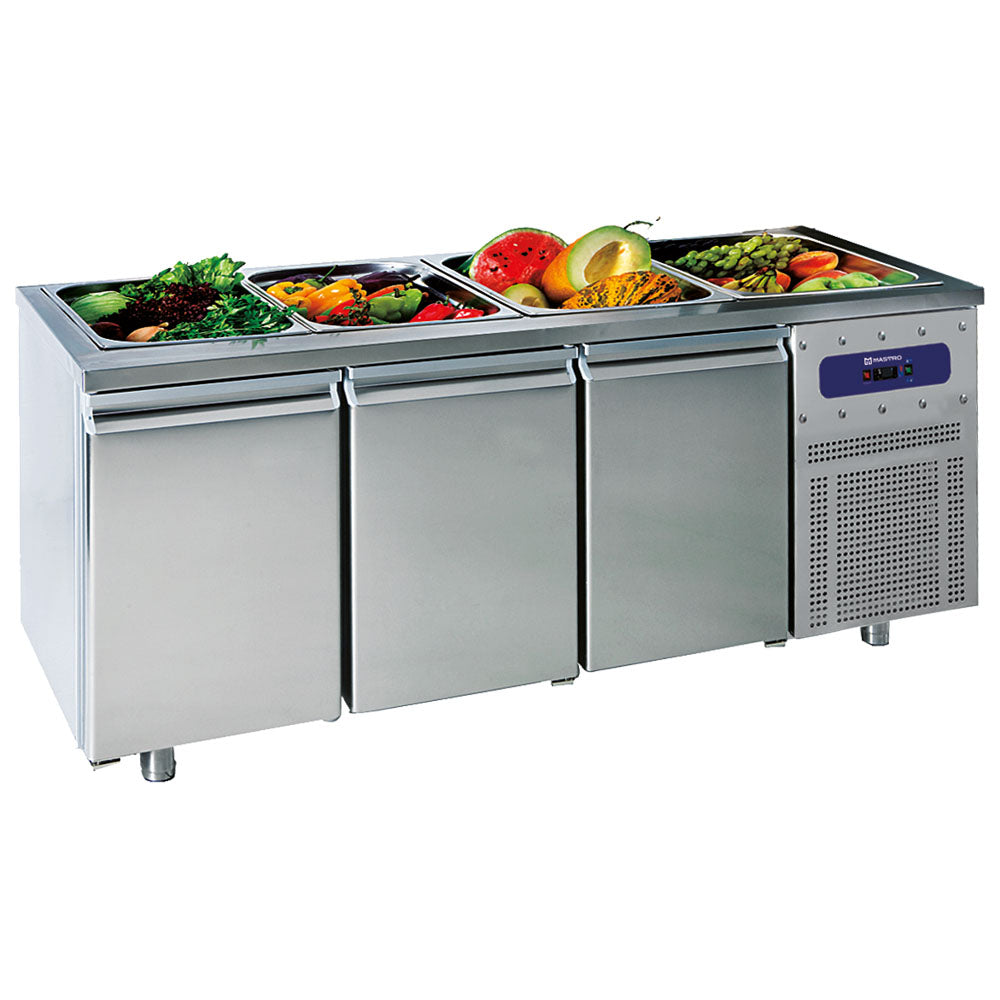Virtus Saladette mit 3 Türen GN 1/1, 5x GN 1/1 H=150 mm, -2°/+8°C