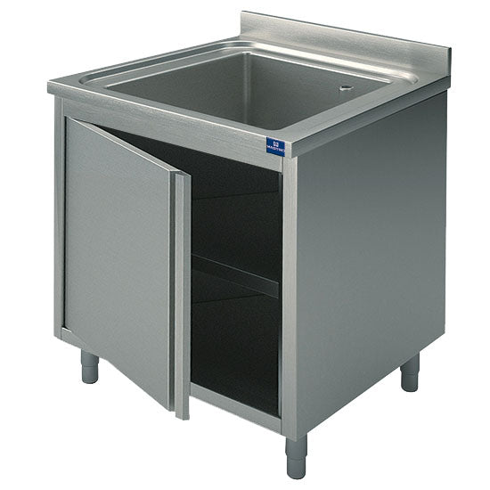 Virtus Spülschrank, 1 Becken, auf Schrank, mit Flügeltür, 800x600 mm