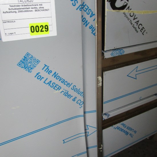 Virtus Neutraler Arbeitsschrank mit Schubladeneinheit rechts, ohne Aufkantung, 2000x600mm - BESCHÄDIGT