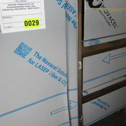 Virtus Neutraler Arbeitsschrank mit Schubladeneinheit rechts, ohne Aufkantung, 2000x600mm - BESCHÄDIGT
