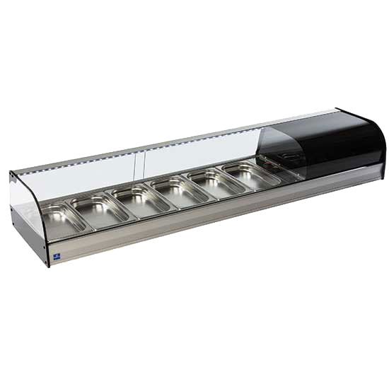 Virtus Tapaskühltheke mit gebogener Frontverglasung, 6x GN 1/3 H=40 mm