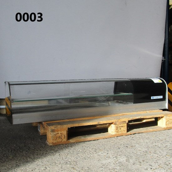 Virtus Tapaskühltheke mit gebogener Frontverglasung und 1 Glasboden, 6x GN 1/3 H=40 mm - BESCHÄDIGT