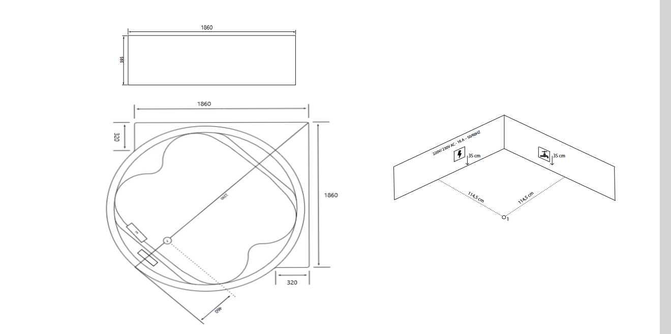 Caribia Vidal Eck Basic 186x186 Whirlpool