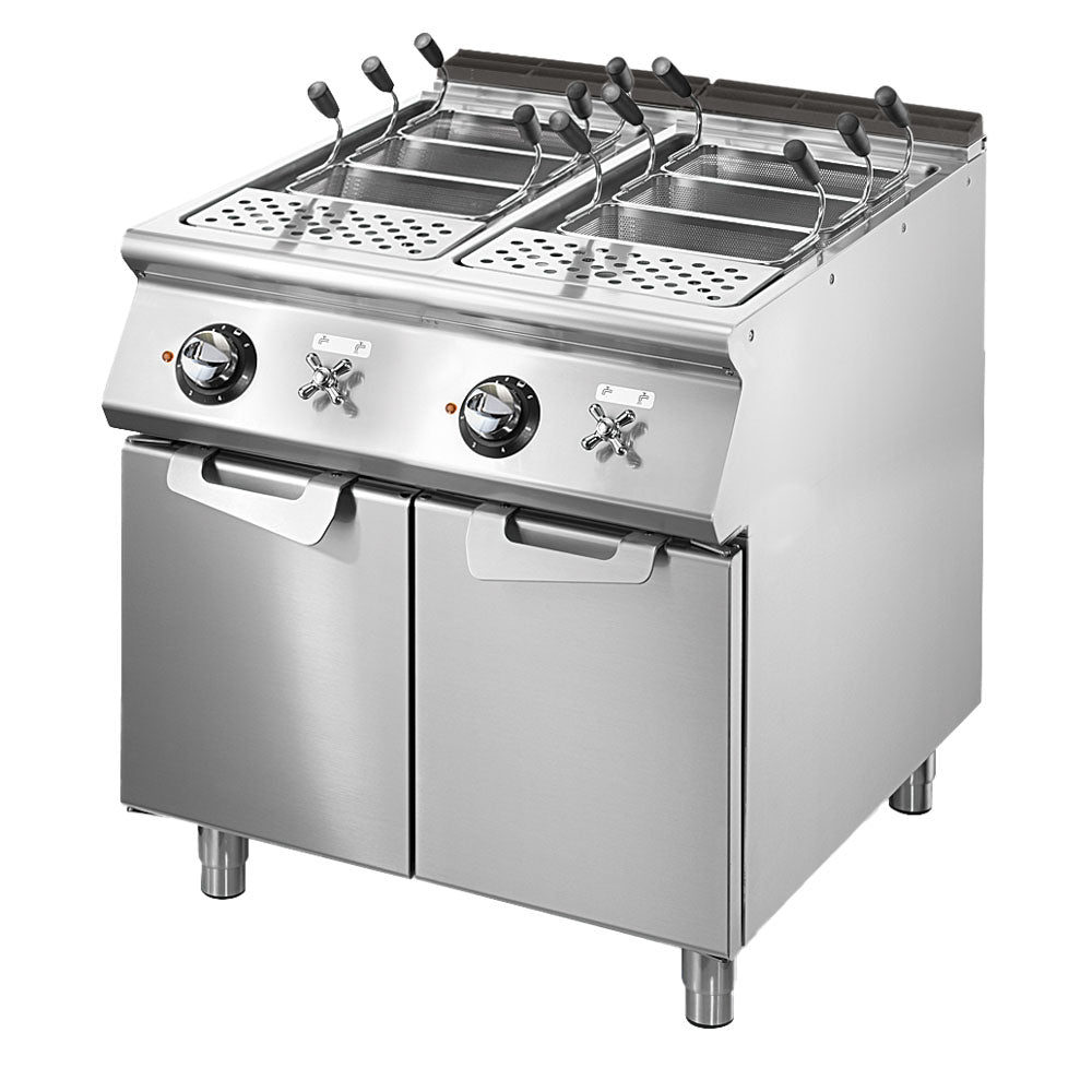 Virtus Elektro-Nudelkocher, 2 Becken GN 1/1, Kapazität 2x 40 Liter, feststehende Heizungen