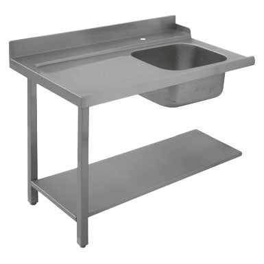 Virtus linker Zulauftisch mit Becken rechts für Durchlaufgeschirrspüler, B=1500 mm
